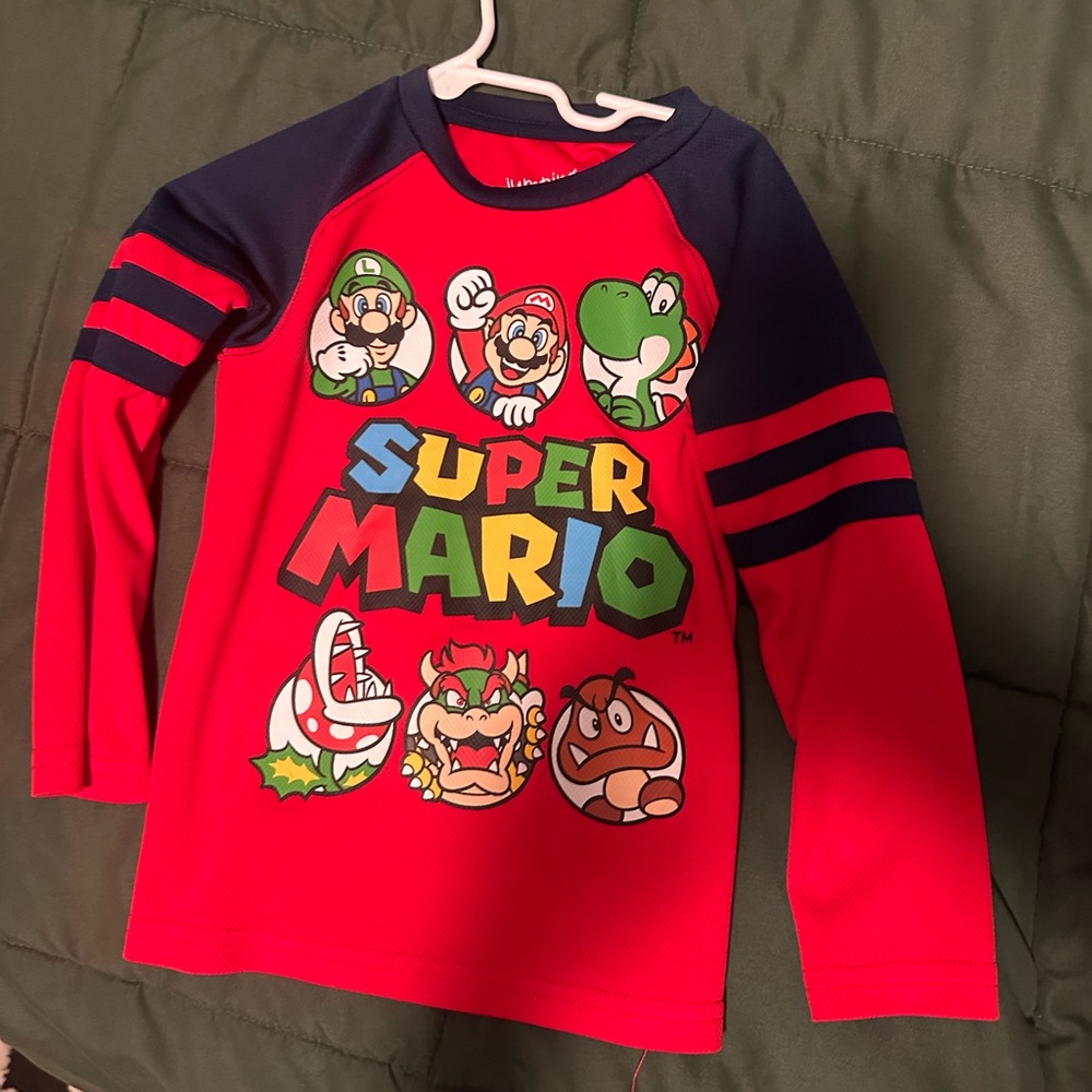 Jumping Beans Kids Super Mario Long Sleeve Shirt - Red and Blue